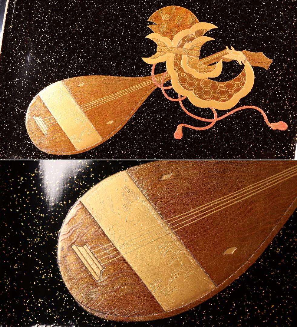 【MA698】加賀蒔絵 饅羹重 楼閣山水楽器唐草 金蒔絵 木製 饅頭箱 菓子器