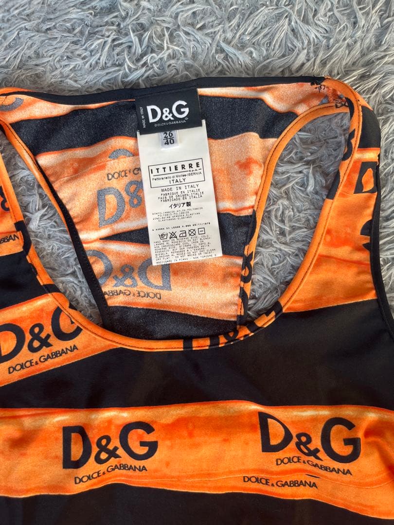 激レア　ドルガバ　ロゴ入りボーダー　ホルターネックタンクトップ　Y2K