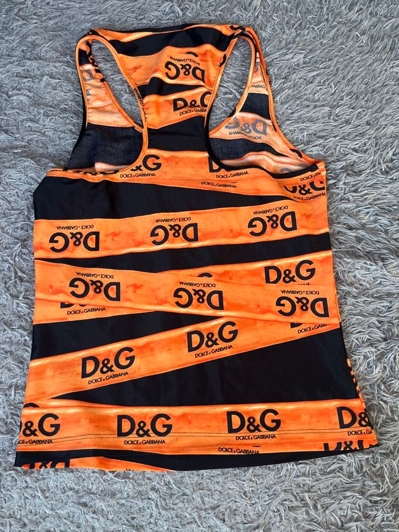 激レア　ドルガバ　ロゴ入りボーダー　ホルターネックタンクトップ　Y2K