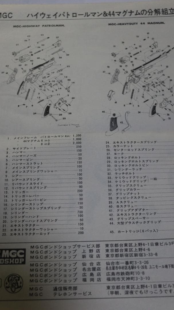 希少MGC製ABS樹脂モデルガン S＆W 44マグナム 8インチ ＳＰＧ合法品