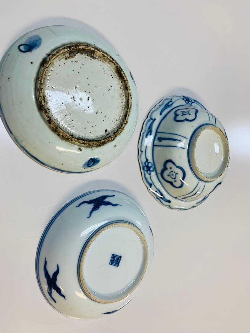 中国明時代晩期染付お皿3点