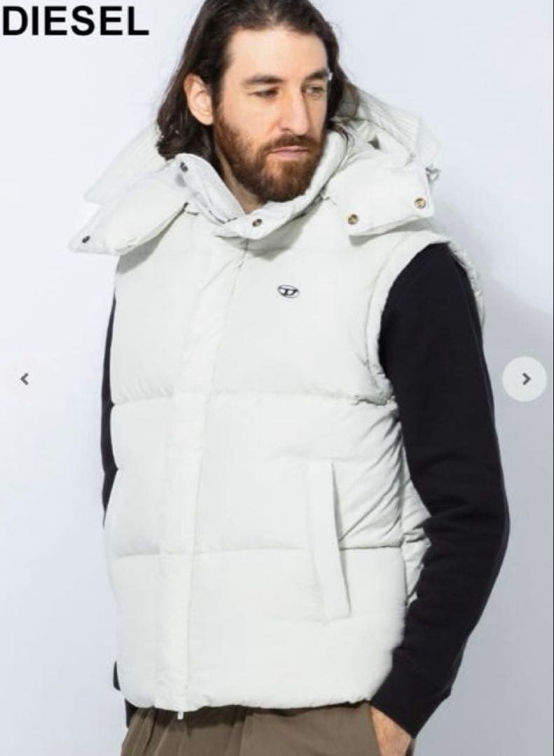 【ナナコ様】DIESEL フード付き ホワイト ダウンベスト ディーゼル 希少