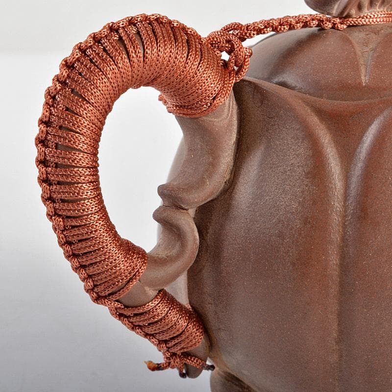 中国　紫砂　朱泥　花形　蝶摘　急須　茶壷　在銘　M　R5878