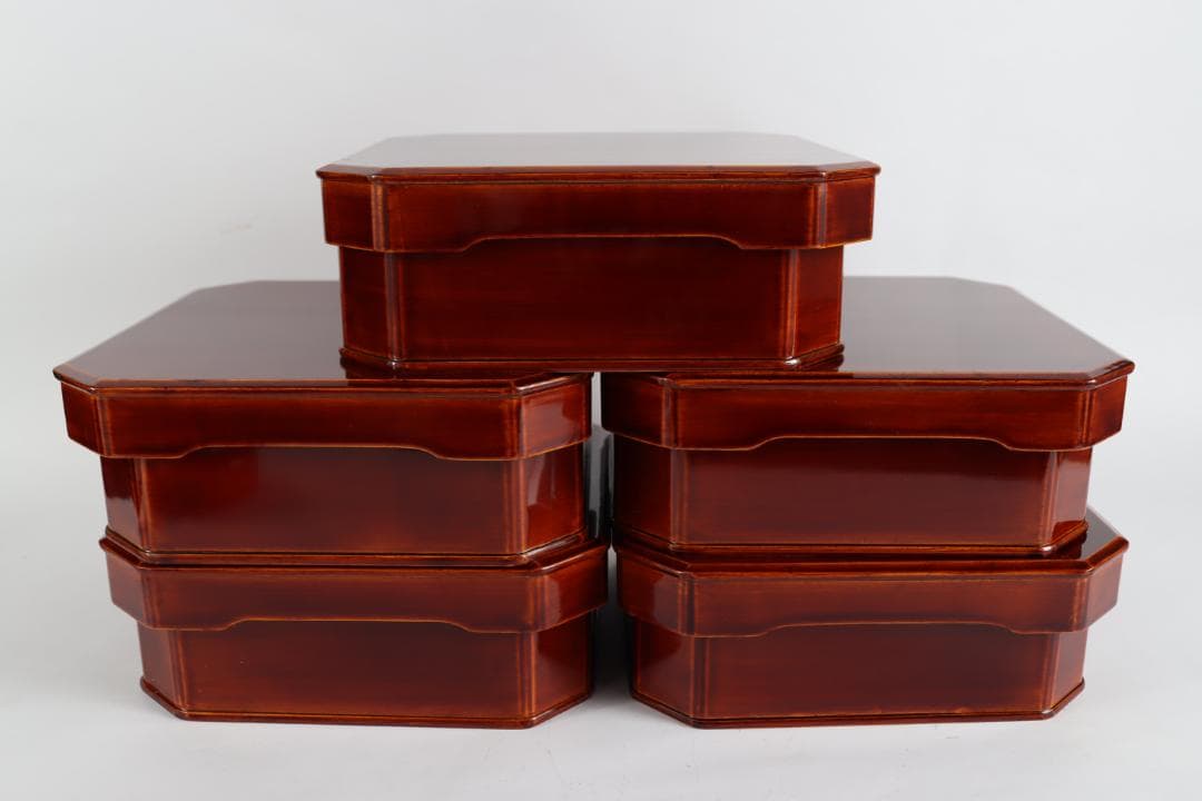 木曽漆器 大徳寺重 弁当箱 五個 共箱 茶道具 懐石道具