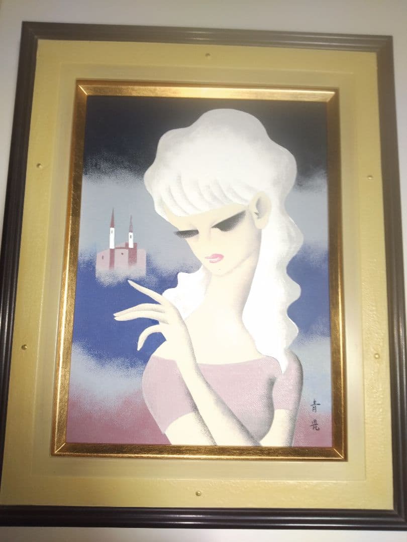 東郷青児、絵画、油彩４号、遠い城、新品額縁、肉筆、宮永岳彦、鴨居玲、山下清。