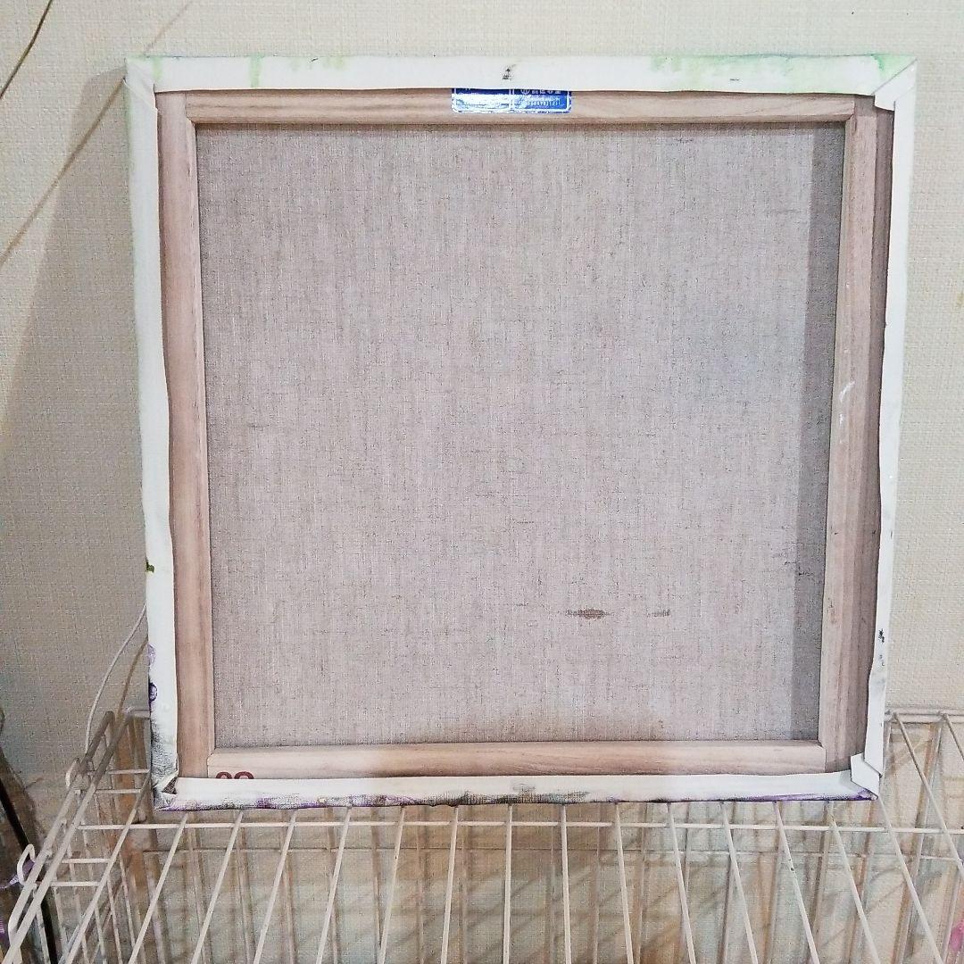 油絵　みーちゃん確認　頭に花をのせた豚