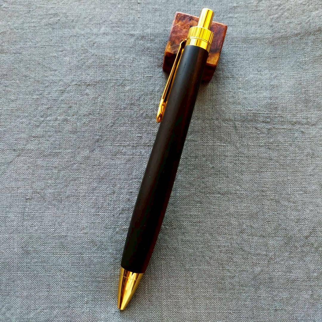 本紫檀　ツートン　ローズウッド　ハンドメイド　木軸ボールペン　G2　ゴールド