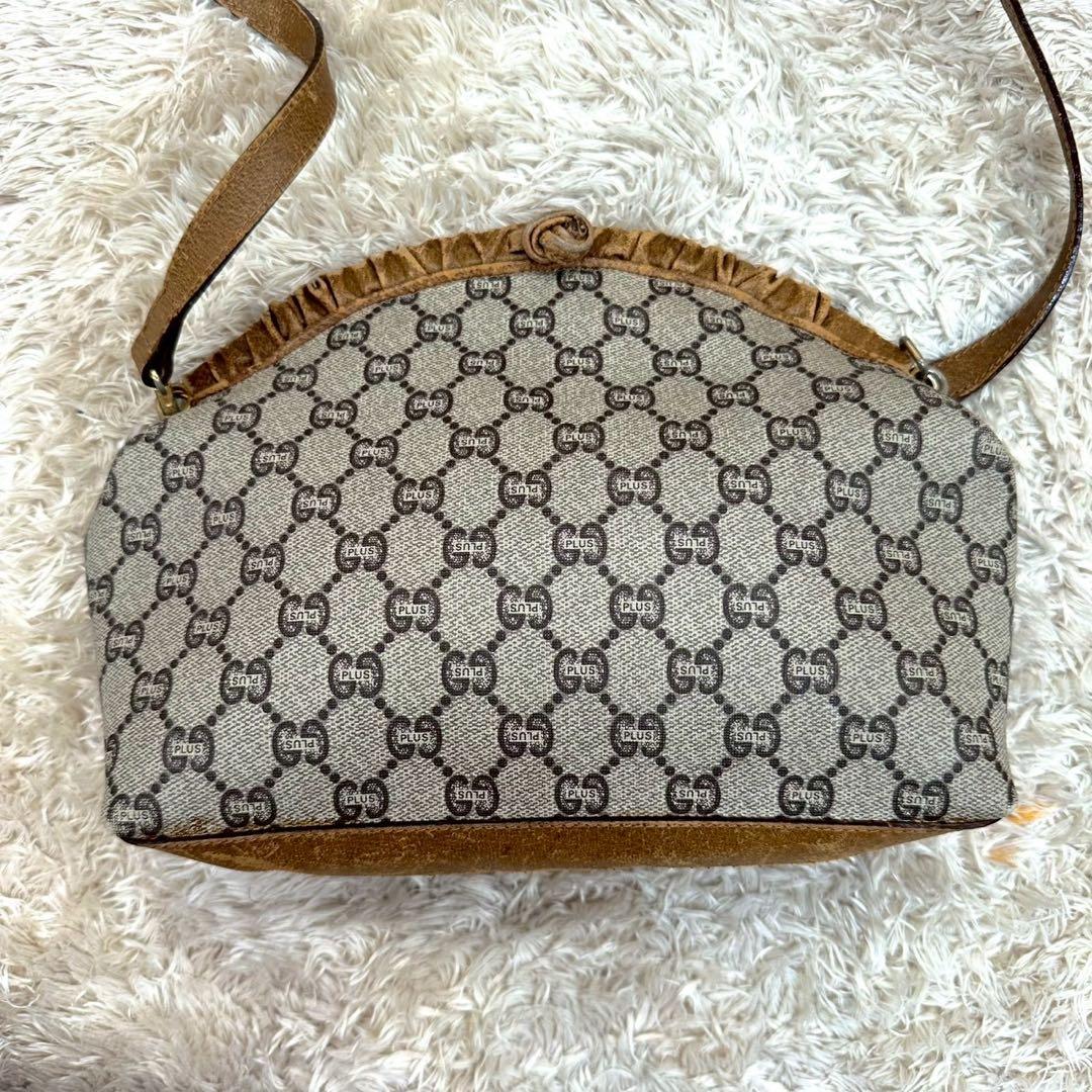 【美品】GUCCIプラス ショルダーバッグ がま口 ベージュ スプリーム GG柄