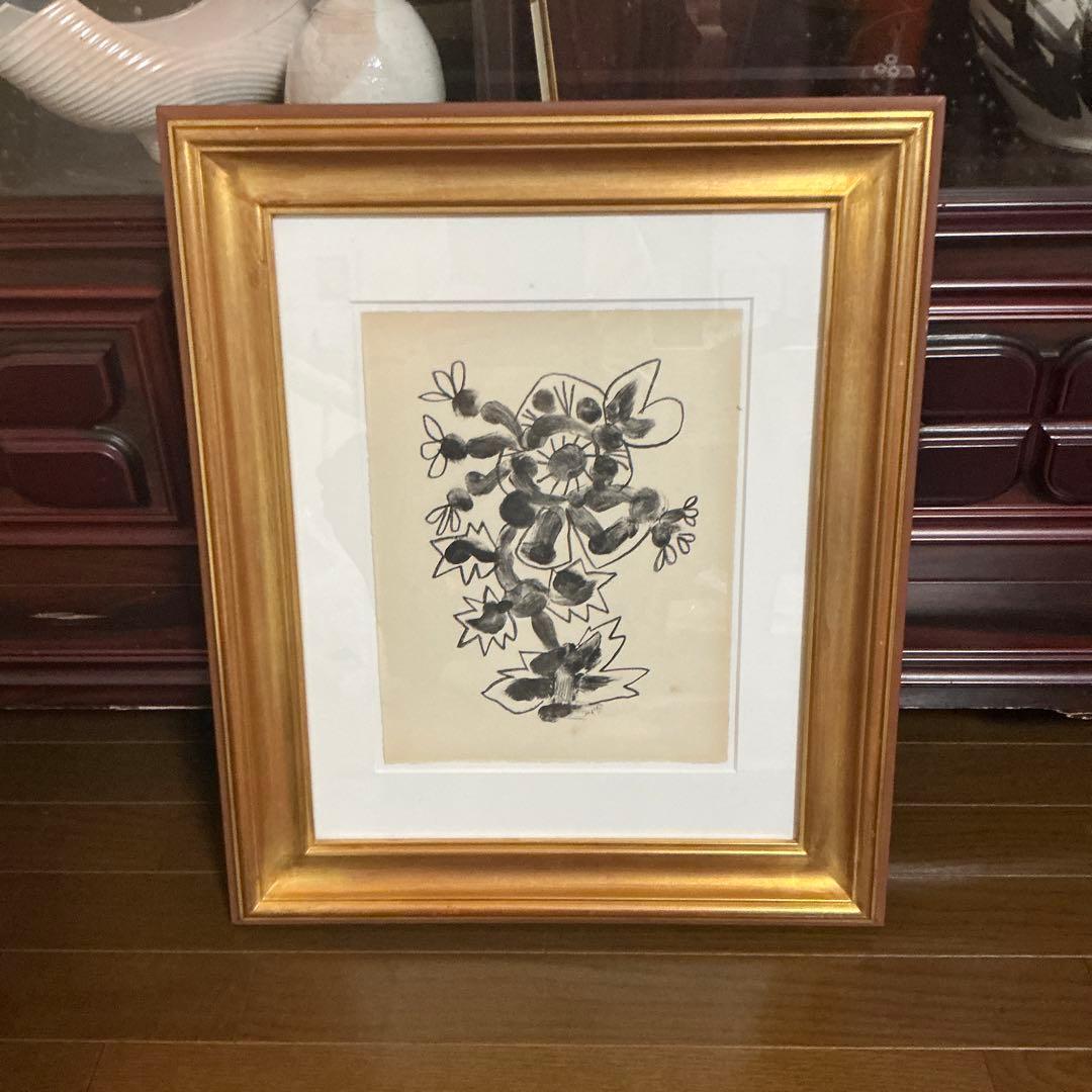 ピカソ　リトグラフ　花