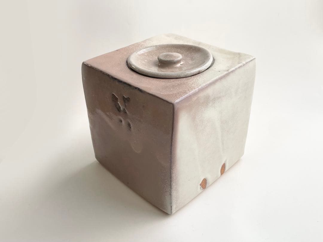 陶芸家　三輪栄造　萩　水指　茶道具　萩焼水指　　共蓋　父　十一代　三輪休雪