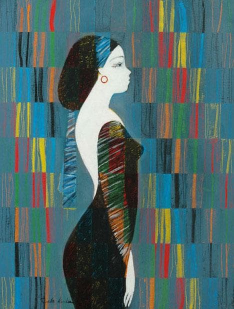 油絵 菅家令子 絵 絵画 インテリア uF6-030214 人物 女性像