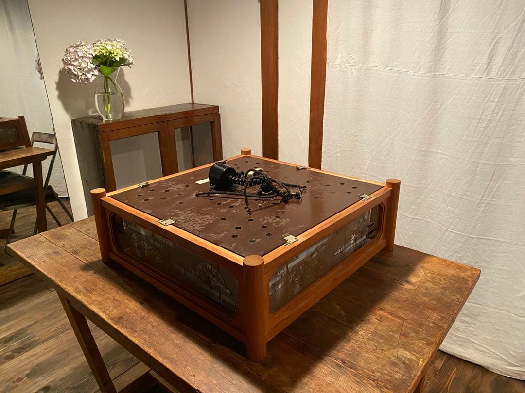 和風 吊り下げ照明 乳白アクリル×木枠 扇装飾 55cm角 昭和レトロ