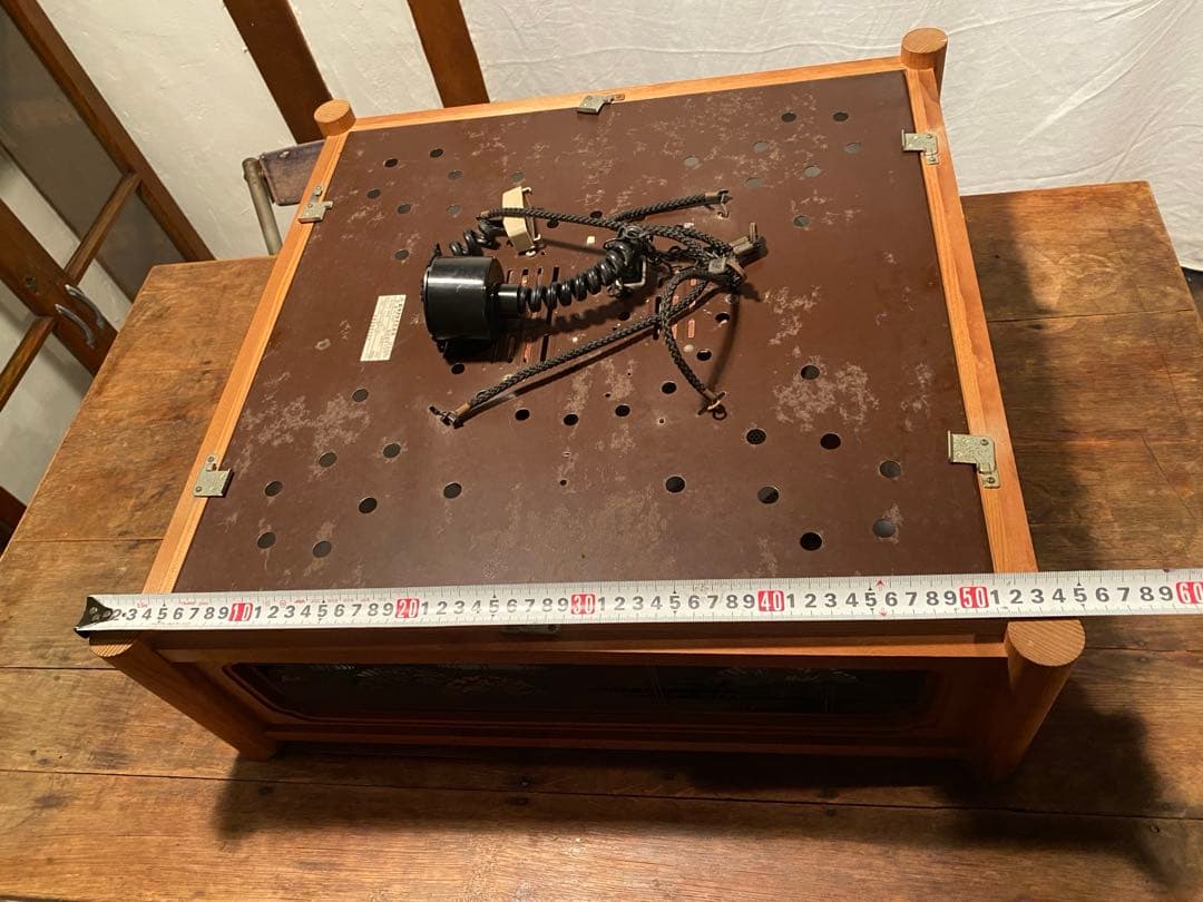 和風 吊り下げ照明 乳白アクリル×木枠 扇装飾 55cm角 昭和レトロ