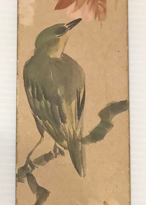 【真作】　★青嵐 サイン入り　肉筆短冊　花鳥図