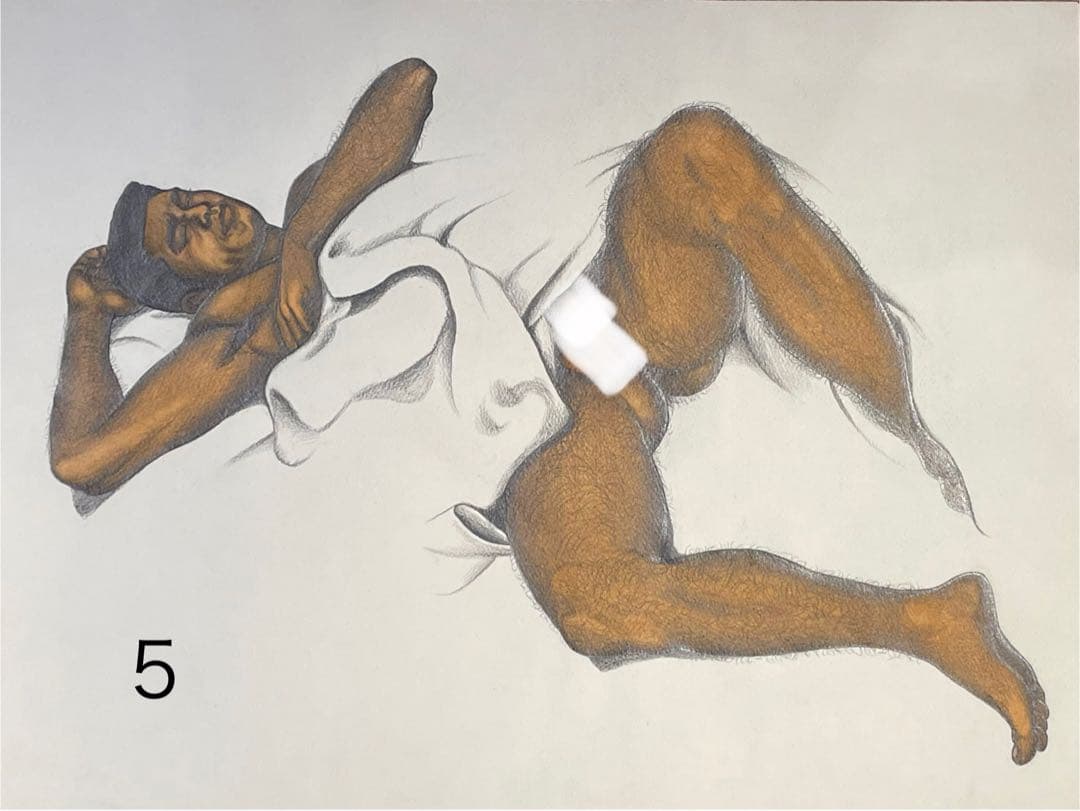 三島剛　若者　直筆画　Mishima Go 伊藤文学