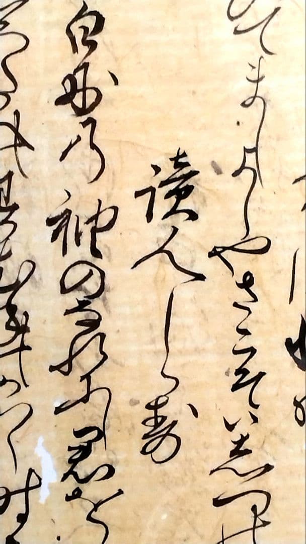 【古筆】新古今和歌集 室町時代 参議篁の和歌 木村寿禎旧所蔵（茶道掛軸古文書道）