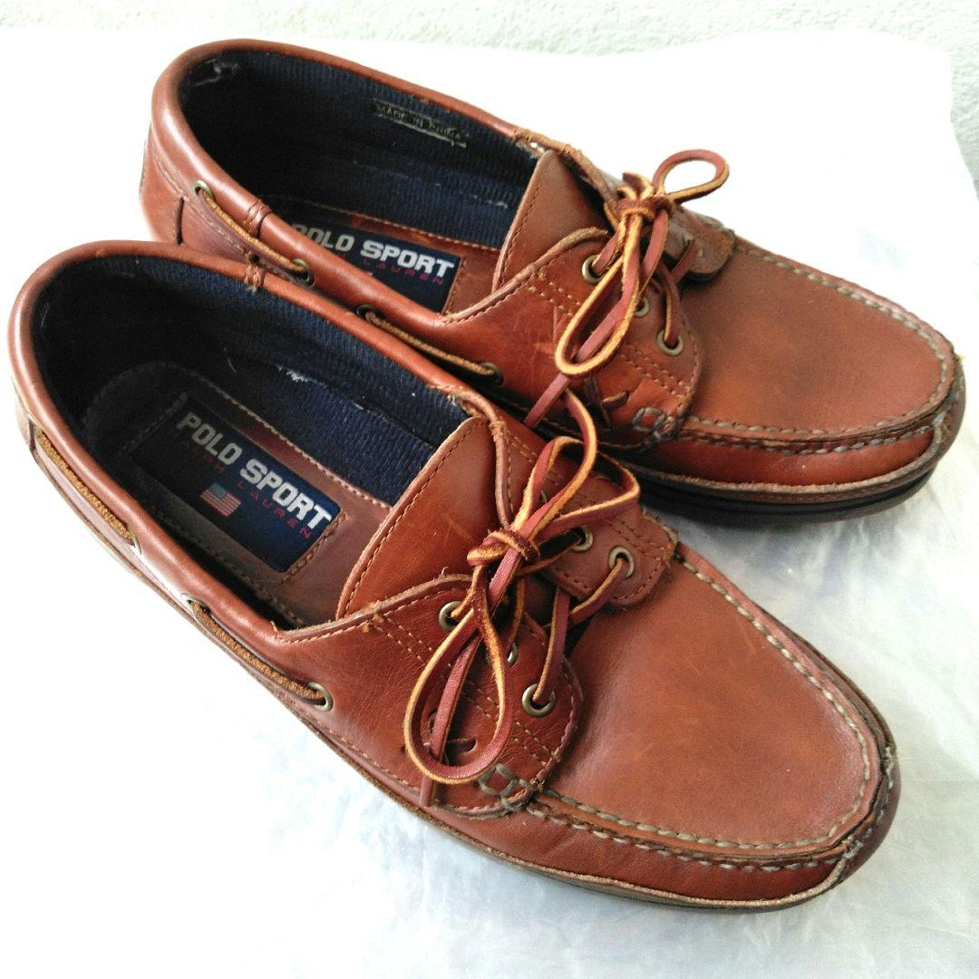 革質良好! ラルフローレン　ポロスポーツ　デッキシューズ　ブラウン　9D