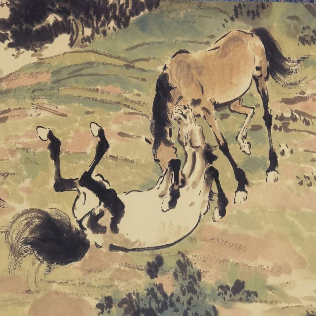 特価｜徐悲鸿 十駿図 絹布長巻｜中国水墨画｜馬図｜和室・客間・書斎装飾