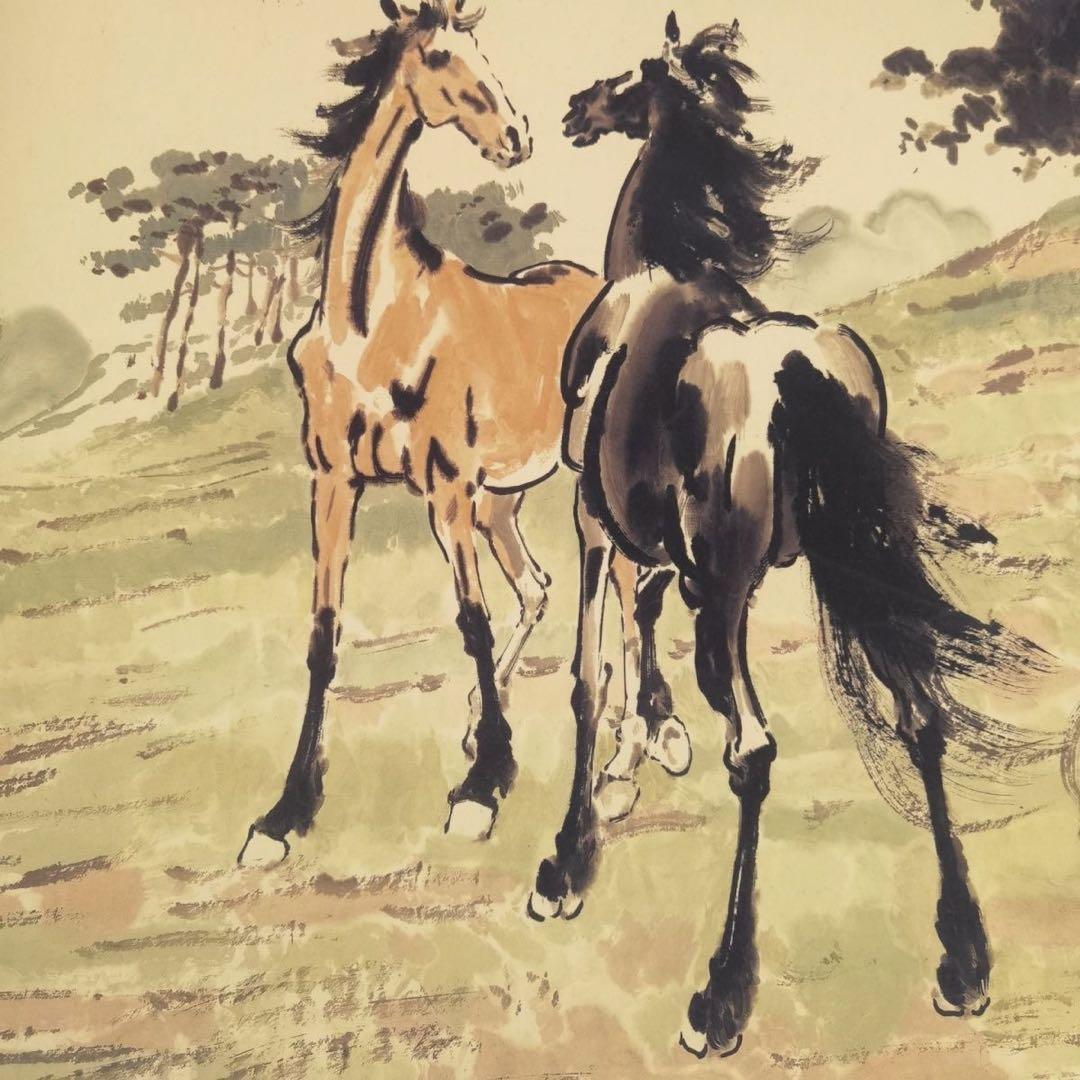 特価｜徐悲鸿 十駿図 絹布長巻｜中国水墨画｜馬図｜和室・客間・書斎装飾