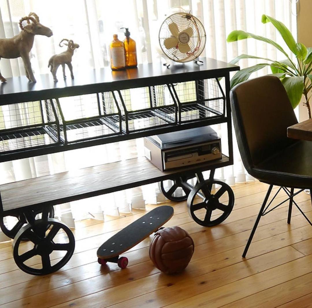 ★パイン古材×アイアンの重厚感★ アイアンラック カフェ風 棚 インダストリアル