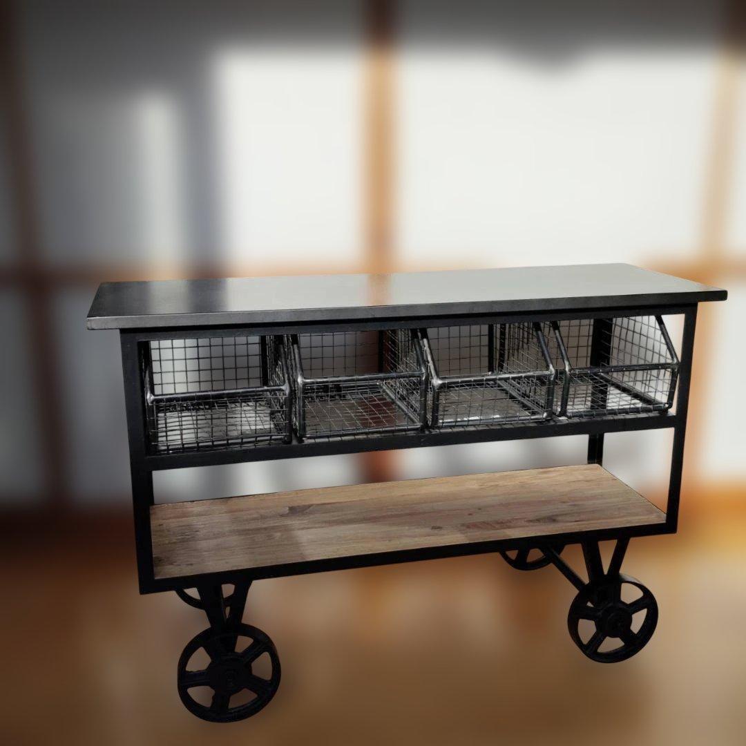 ★パイン古材×アイアンの重厚感★ アイアンラック カフェ風 棚 インダストリアル