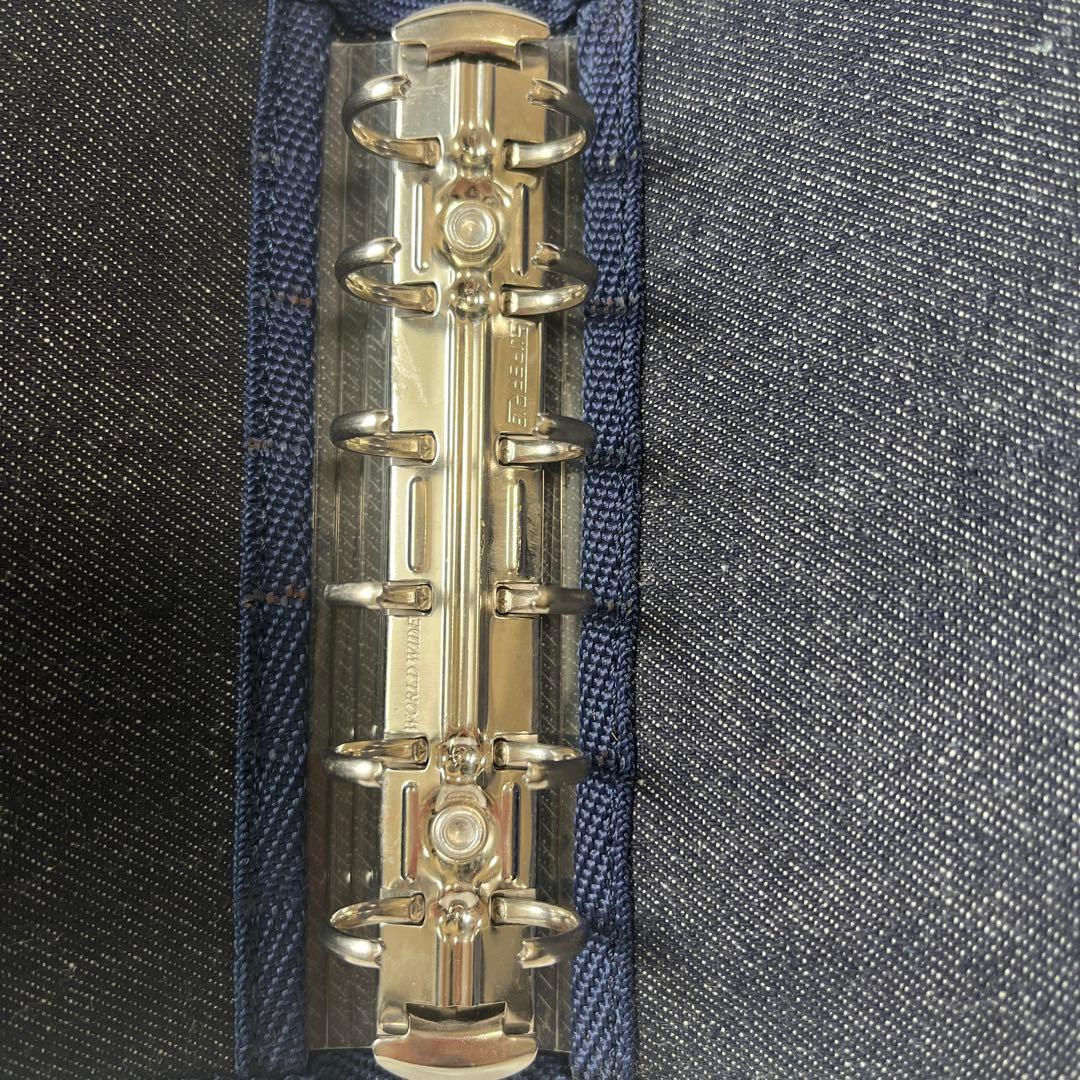 平成　レトロ　デニム　シール手帳　カバー　いぬ