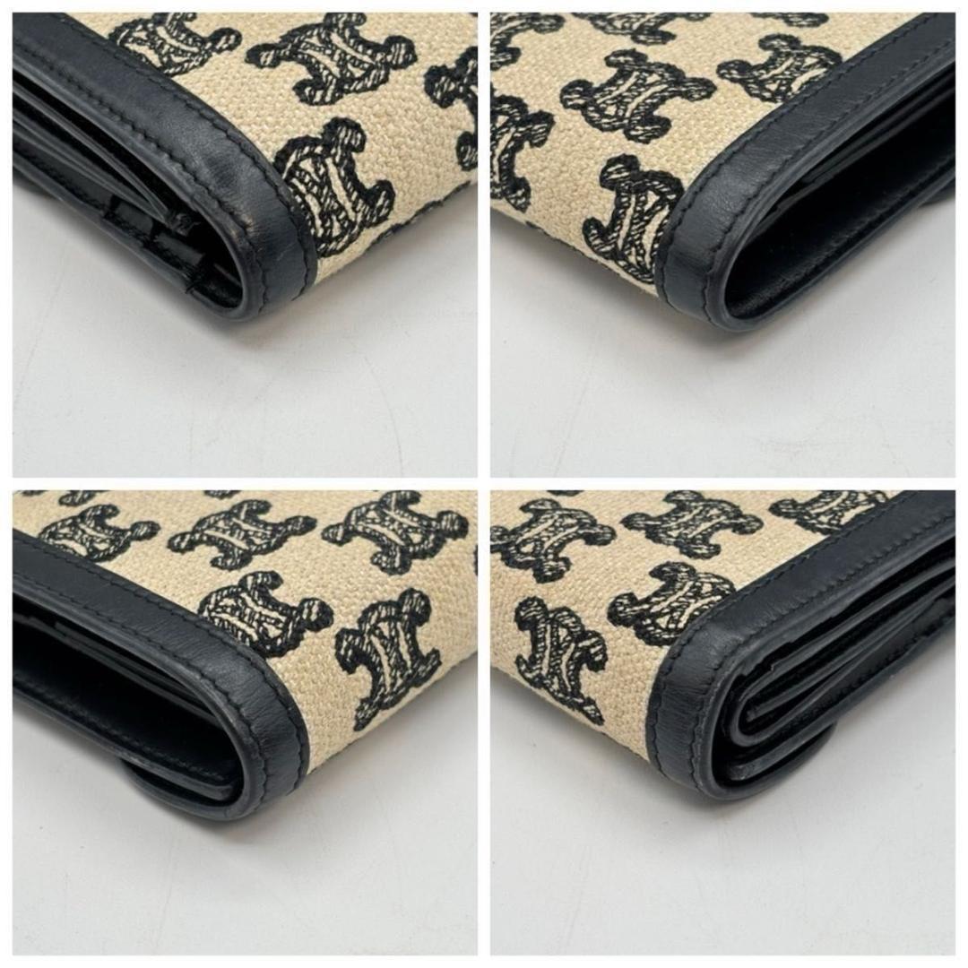 定価17万 セリーヌ 袋 トリオンフ キャンバス 三つ折り財布 エンブロイダリー