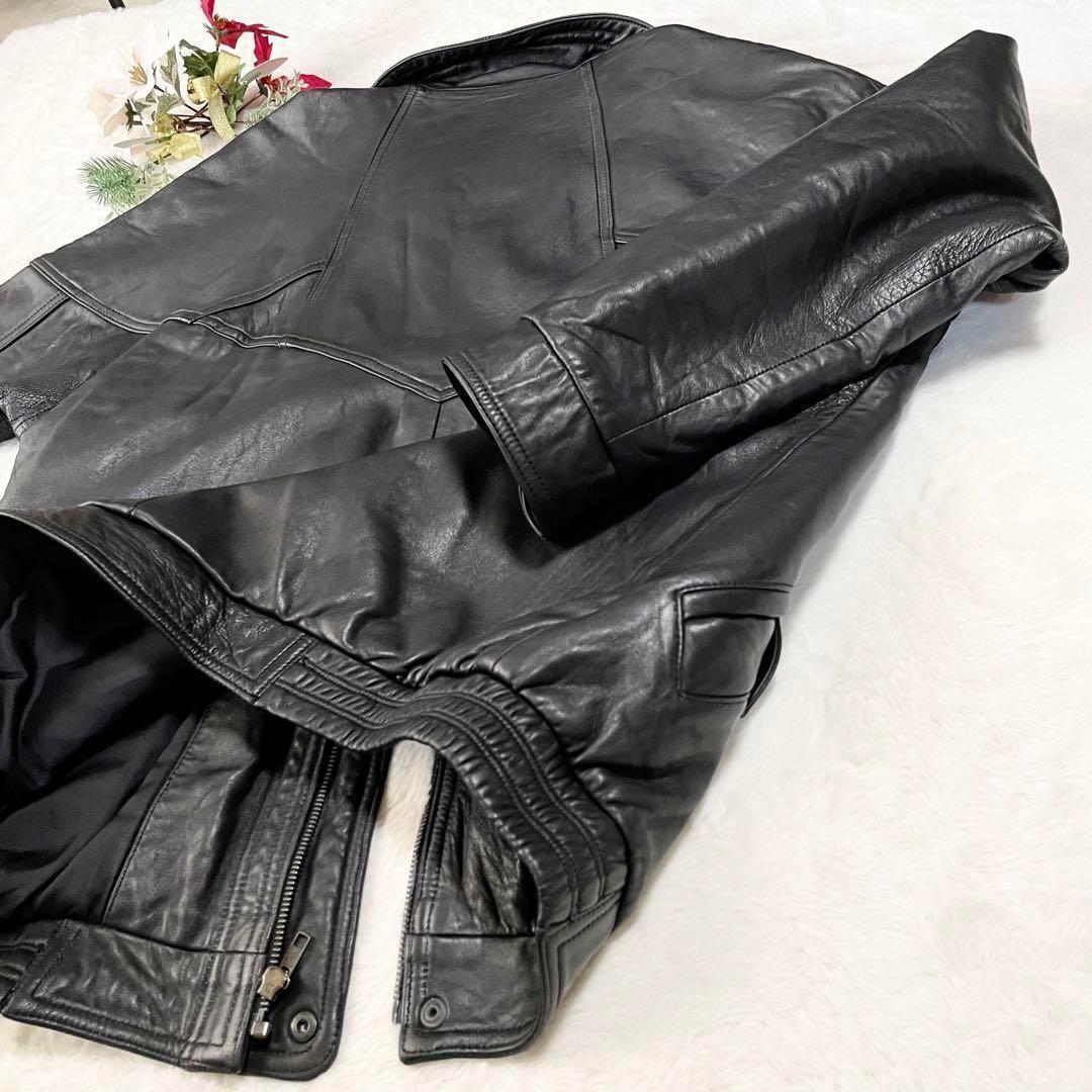 激レア vintage 90s スペイン製 大きめ 古着 羊革　JK 黒　XL