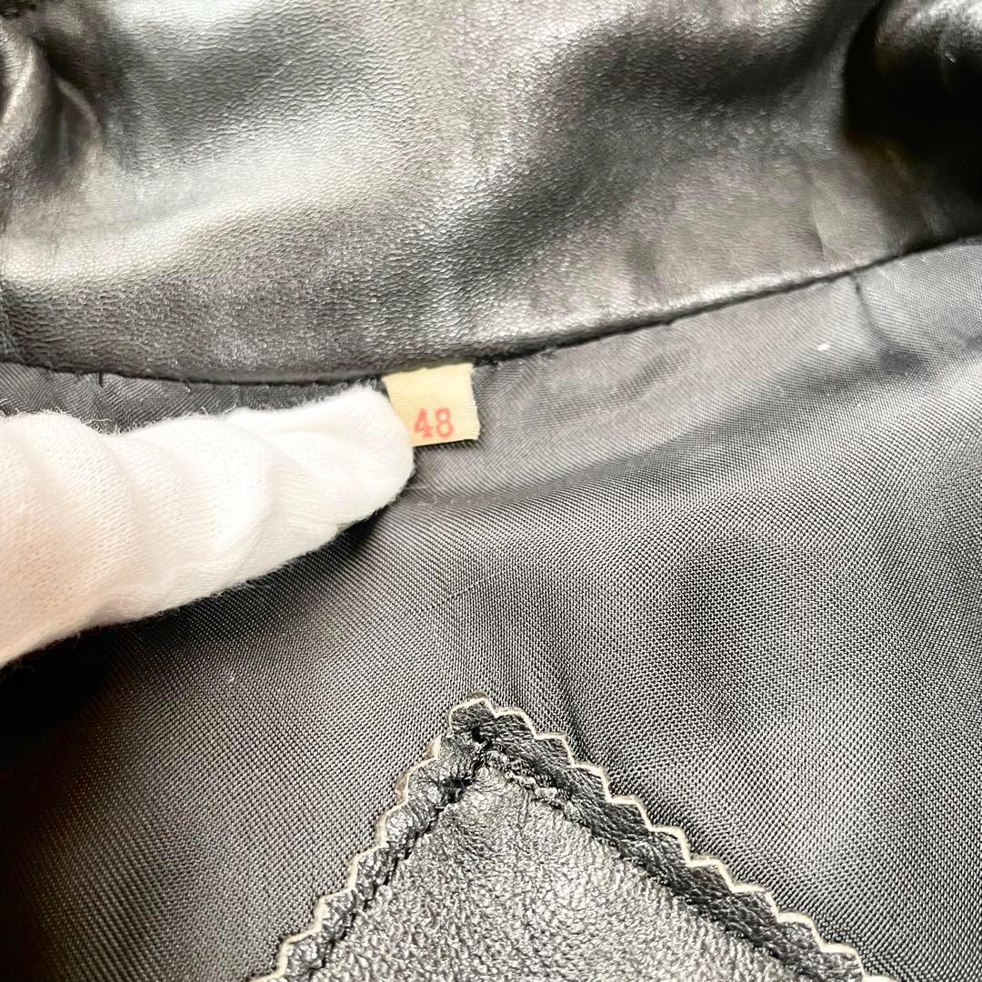 激レア vintage 90s スペイン製 大きめ 古着 羊革　JK 黒　XL