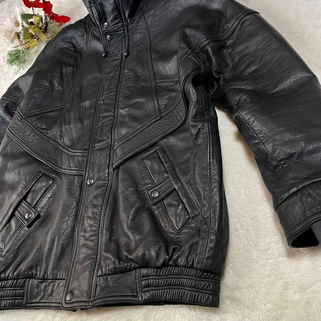 激レア vintage 90s スペイン製 大きめ 古着 羊革　JK 黒　XL