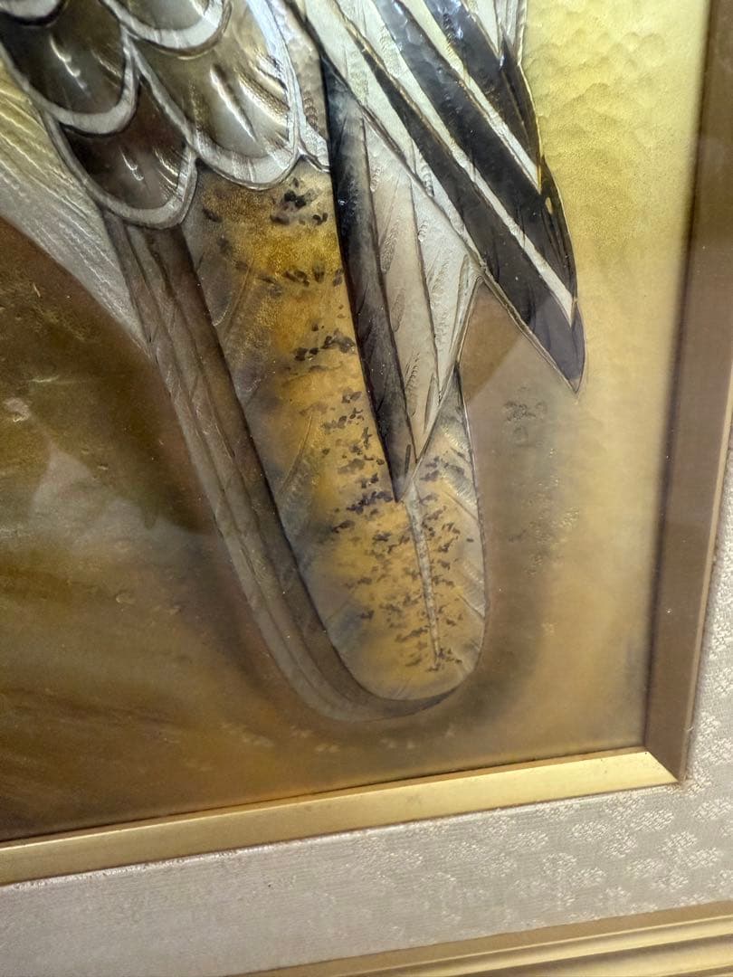 中村春山 彫金 額装 金彩 鷹図 額サイズ 55cm 72cm