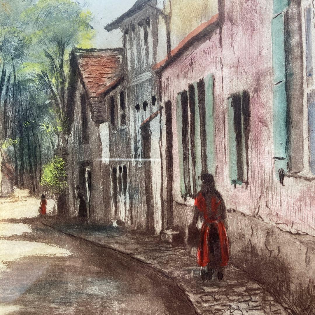 フランソワ　ミレー「バルビゾンの村」復刻版画　額約61×51版画29×22￼cm