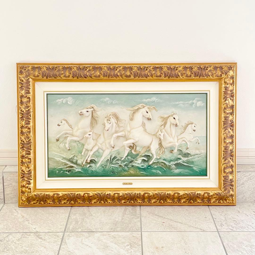 イタリア porcellane PRINCIPE プリンシペ 陶額 白馬 高級