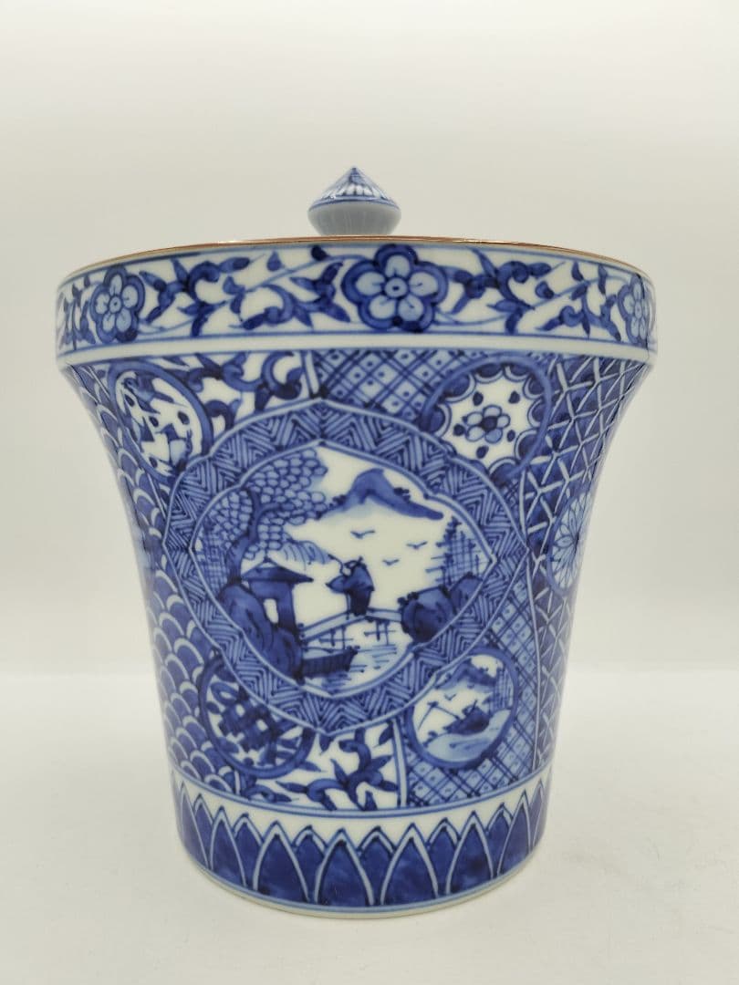 b423【新品・未使用】水指 祥瑞末広 高野昭阿弥 木箱 茶道具