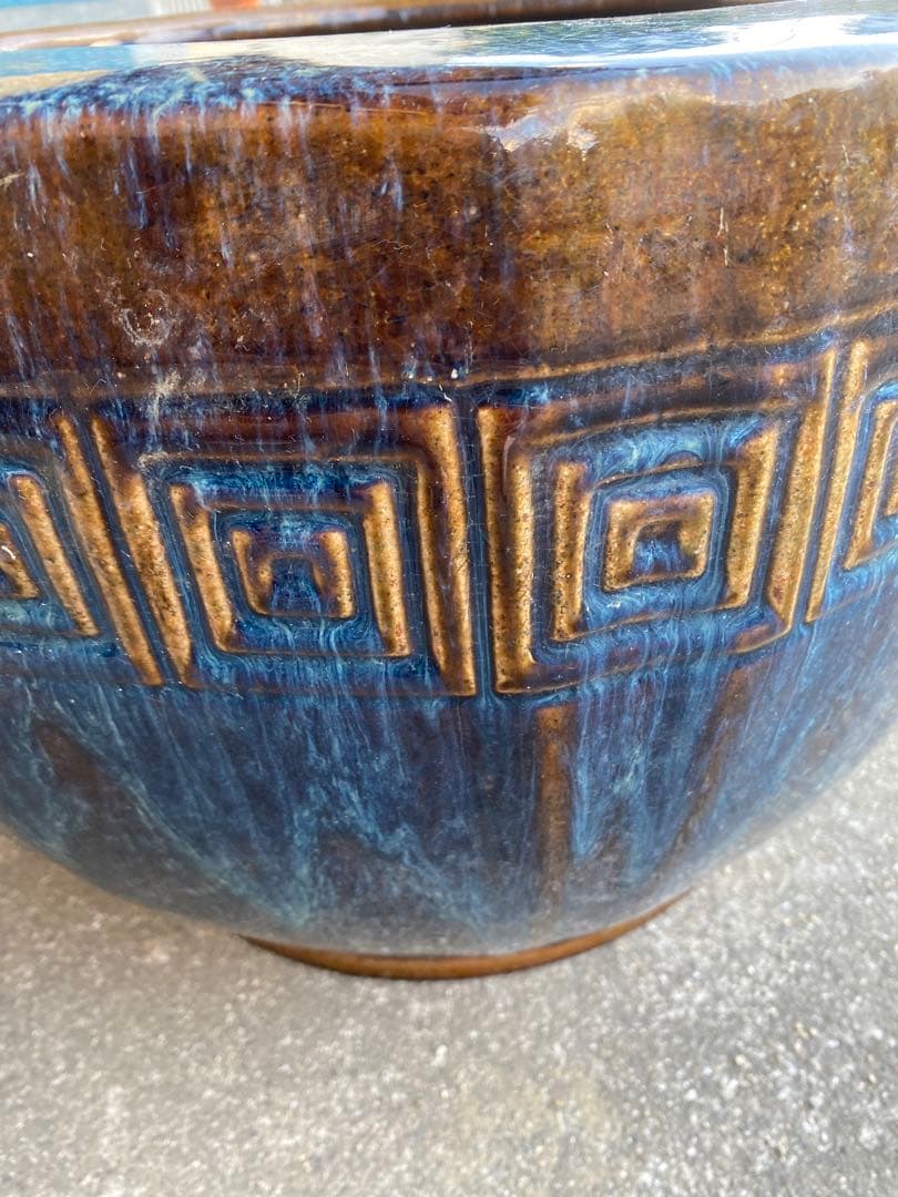 八角形　火鉢　金魚鉢　メダカ鉢　水鉢　　金魚鉢　睡蓮鉢　骨董　青茶