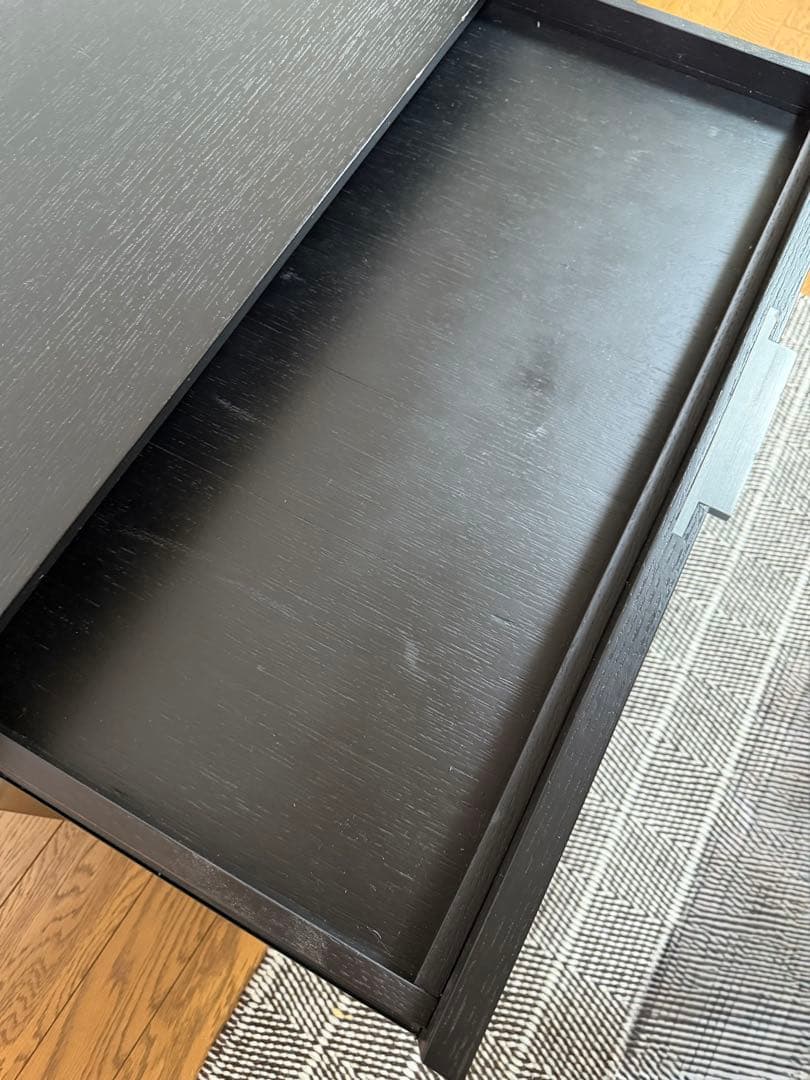 ACTUS モダン黒テレビ台 引き出し付き