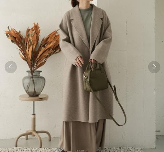 アーバンリサーチドアーズ ウールロングチェスターコート　ベージュ　グレージュ