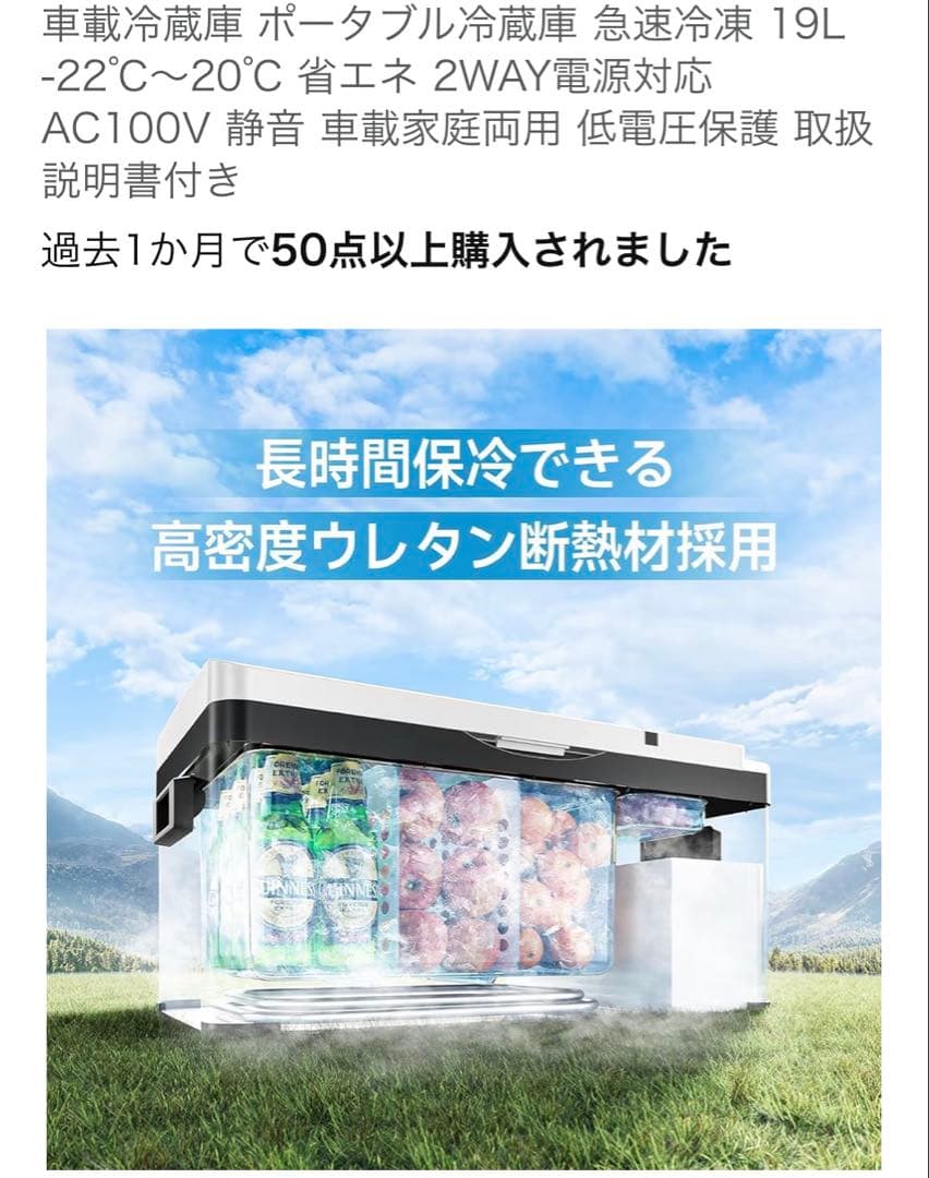 Teenook ポータブル冷蔵庫　急速冷凍　19L