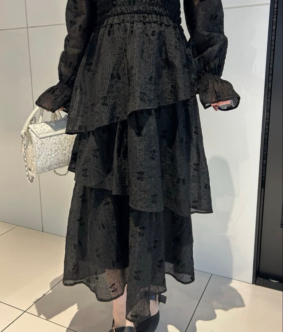 NICE CLAUP アメスリミニワンピース アメスリティアードロングワンピース