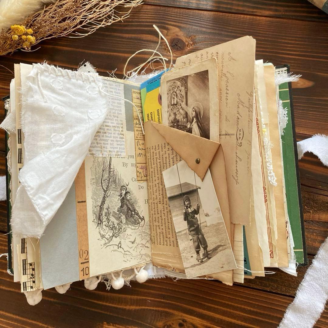 junk journal ジャンクジャーナル雑記帳　平袋　紙もの150点以上