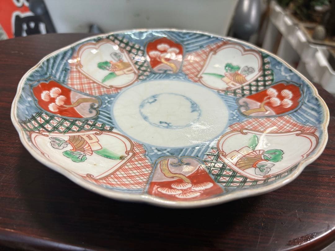 超貴重 江戸後期の頃の物 色鮮やかな花模様の陶器皿5枚セット 超激安