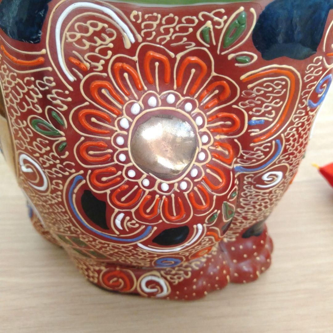 九谷焼　八橋窯　招き猫　7号 (20cm)　美品　縁起物　左手　千客万来