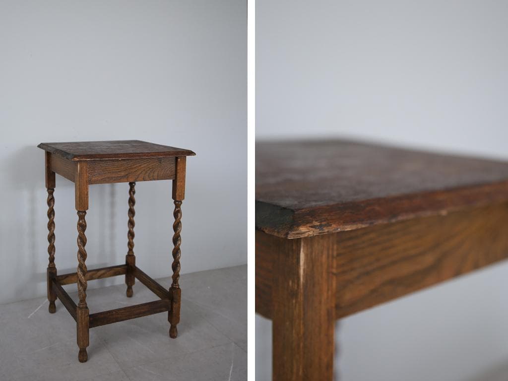 英国アンティーク木製サイドテーブル/オケージョナル机/飾り棚/花台(79-275