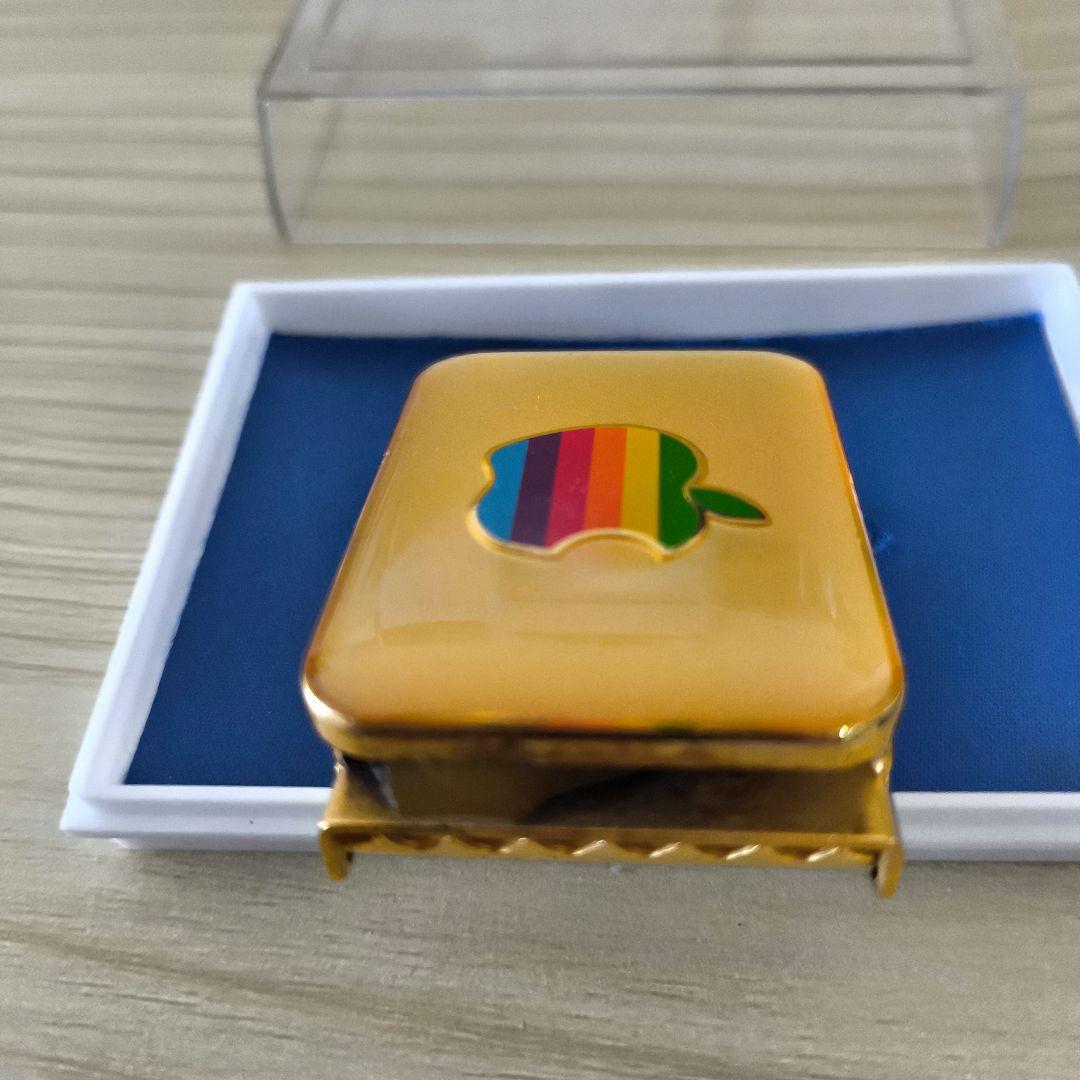 激レア【Apple 】アップル　ビンテージ　ゴールドベルトバックル　 レインボー