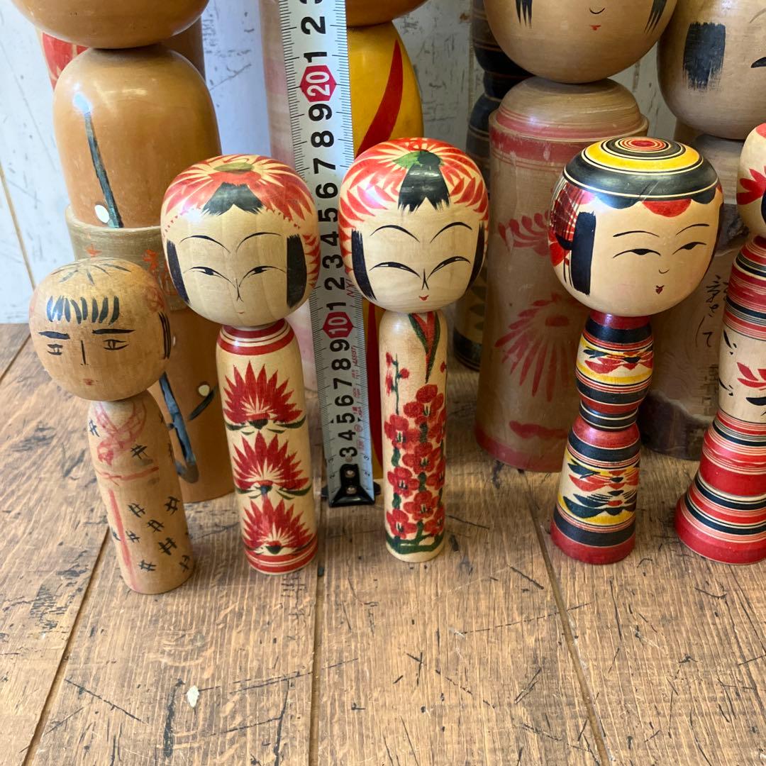 昭和レトロ 木製 こけし 小芥子 温泉こけし 17体セット まとめ売り 日本人形