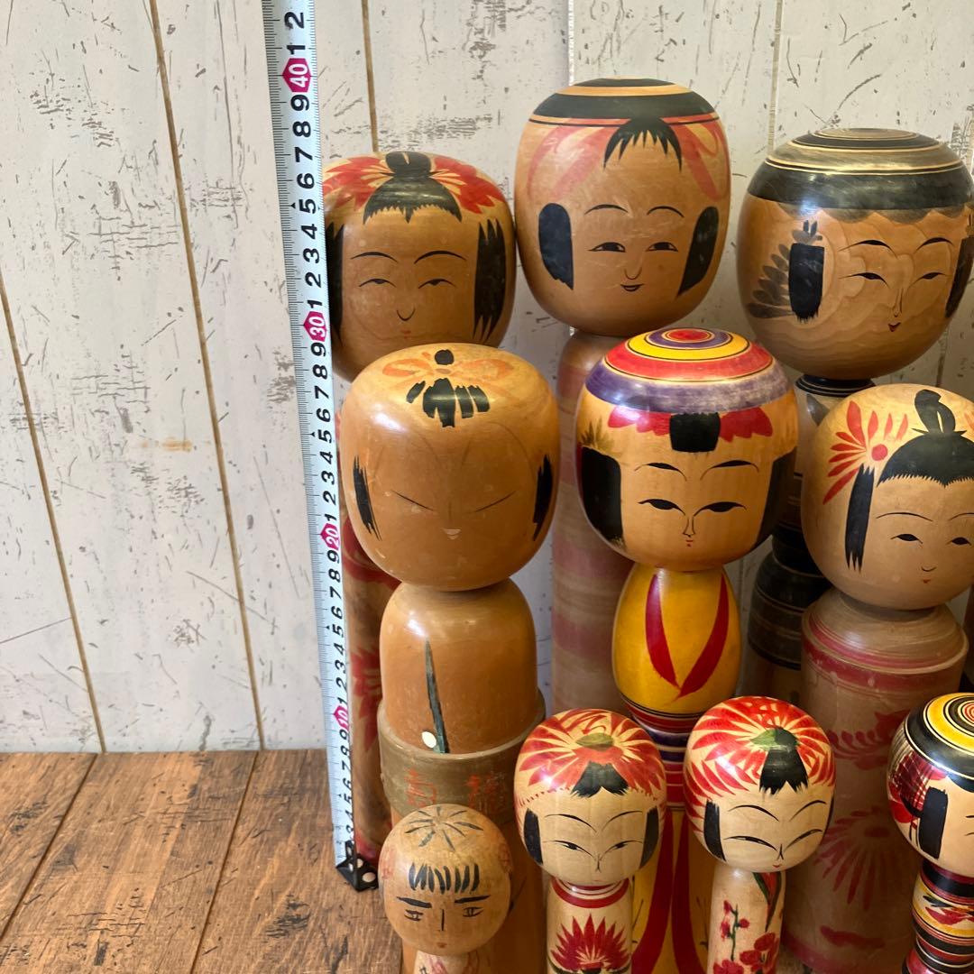 昭和レトロ 木製 こけし 小芥子 温泉こけし 17体セット まとめ売り 日本人形