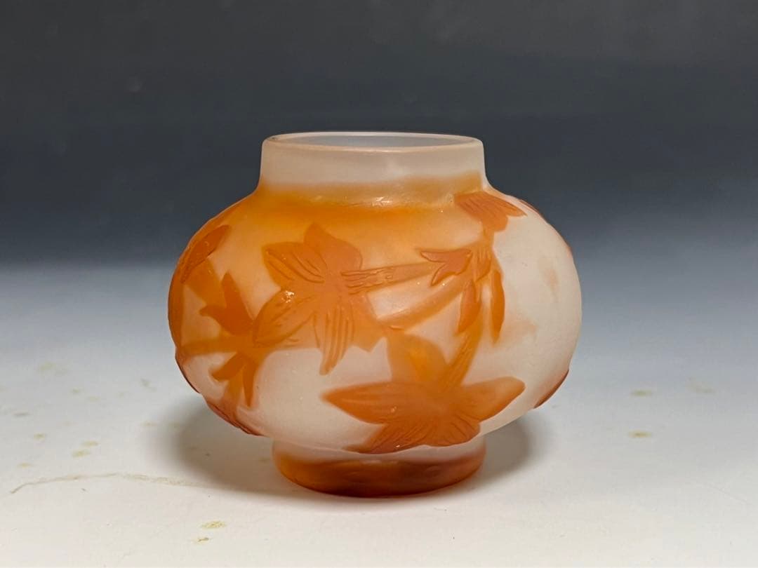 エミール・ガレ草花文 小瓶 被せガラス【本物保証】1900年頃