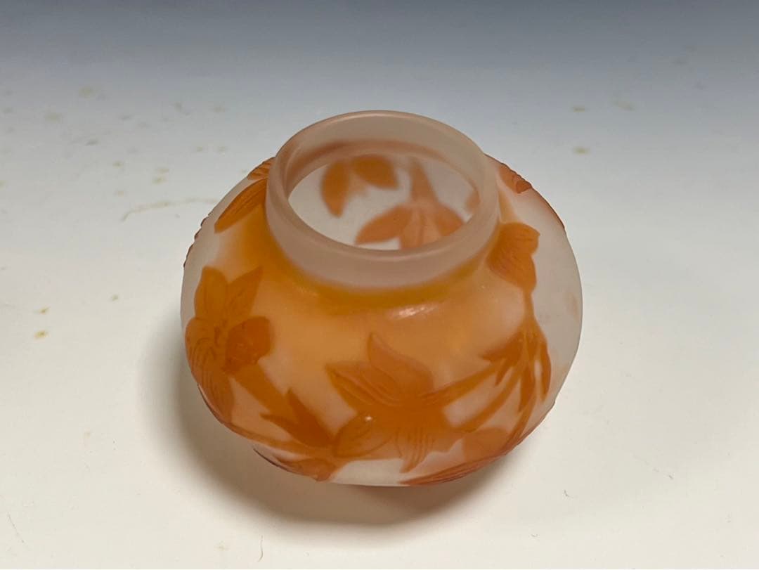 エミール・ガレ草花文 小瓶 被せガラス【本物保証】1900年頃