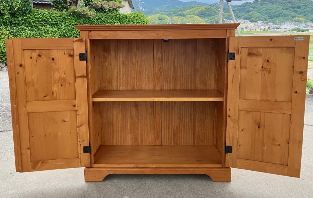無垢材 カントリー調 キャビネット 収納棚 84cm幅