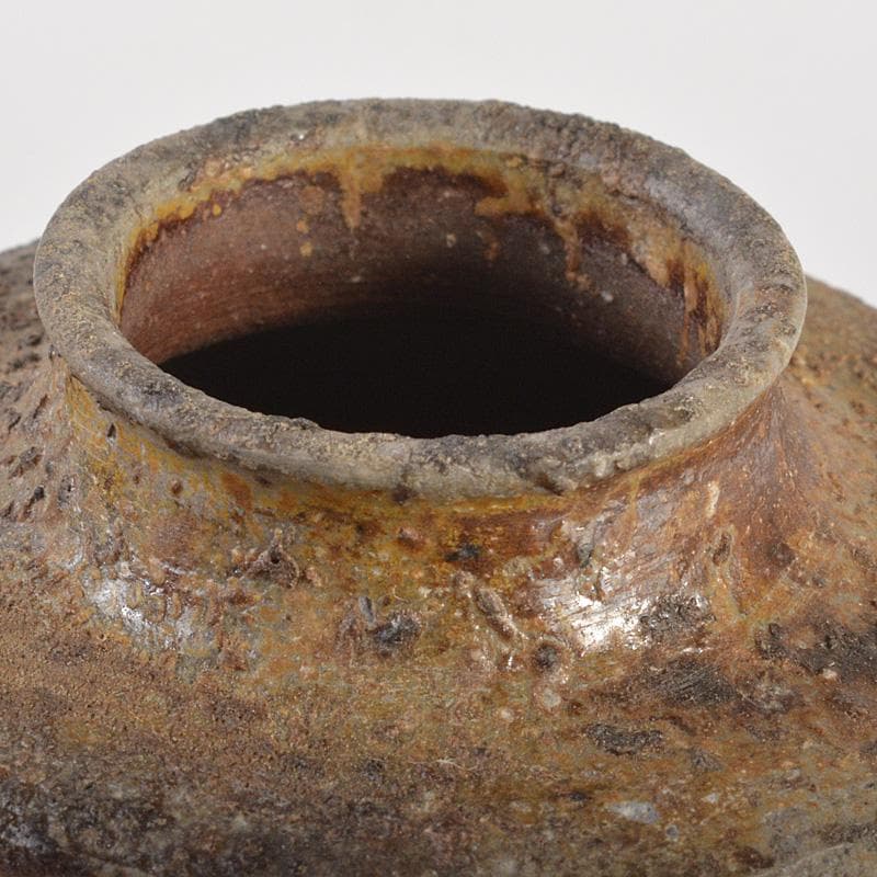 備前焼　金重利陶苑　金重利右衛門　陶弘造　茶入　仕覆付　共箱　V　6595